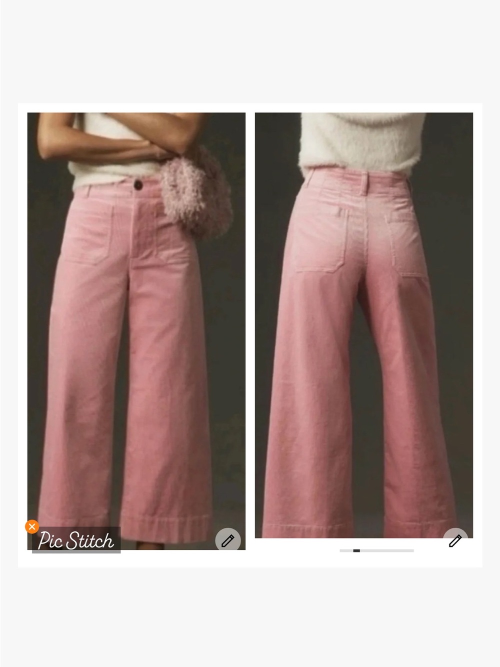 Anthropologie Maeve The Colette Pink Corduroy Crop Wide Leg Pants